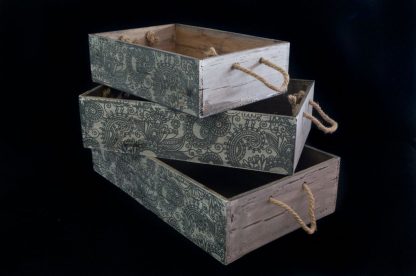 Distressed Paisley Wooden Boxes