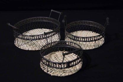 Wire and Woven Rattan Tray
