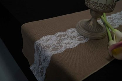 Hessian and Lace Table Runner 5