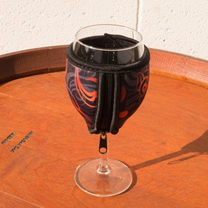 Neoprene Wine Glass Cooler - Orange and Grey