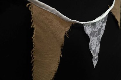 Hessian Burlap Bunting Flags with Lace