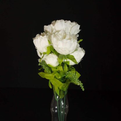 Artificial Peony Flowers - 7 Heads - White