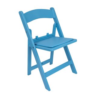 Blue Child Size Americana Chair – lightweight foldable children’s chair featuring removable cushion, perfect for play areas, birthday parties and outdoor events.