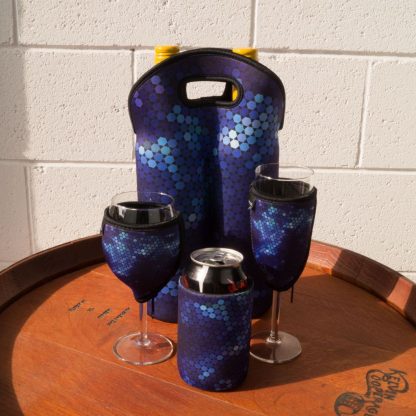 Wine and Champagne Neoprene Cooler Set - Blue