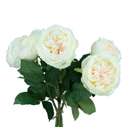 10cm Artificial Austin Rose Bunch - White and Pink