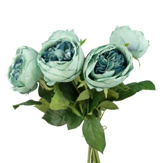 10cm Artificial Austin Rose Bunch - Green