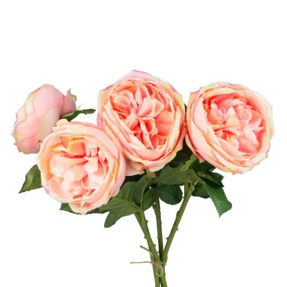 10cm Artificial Austin Rose Bunch - Pink