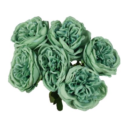 14cm Artificial Austin Rose Bunch Top - Green