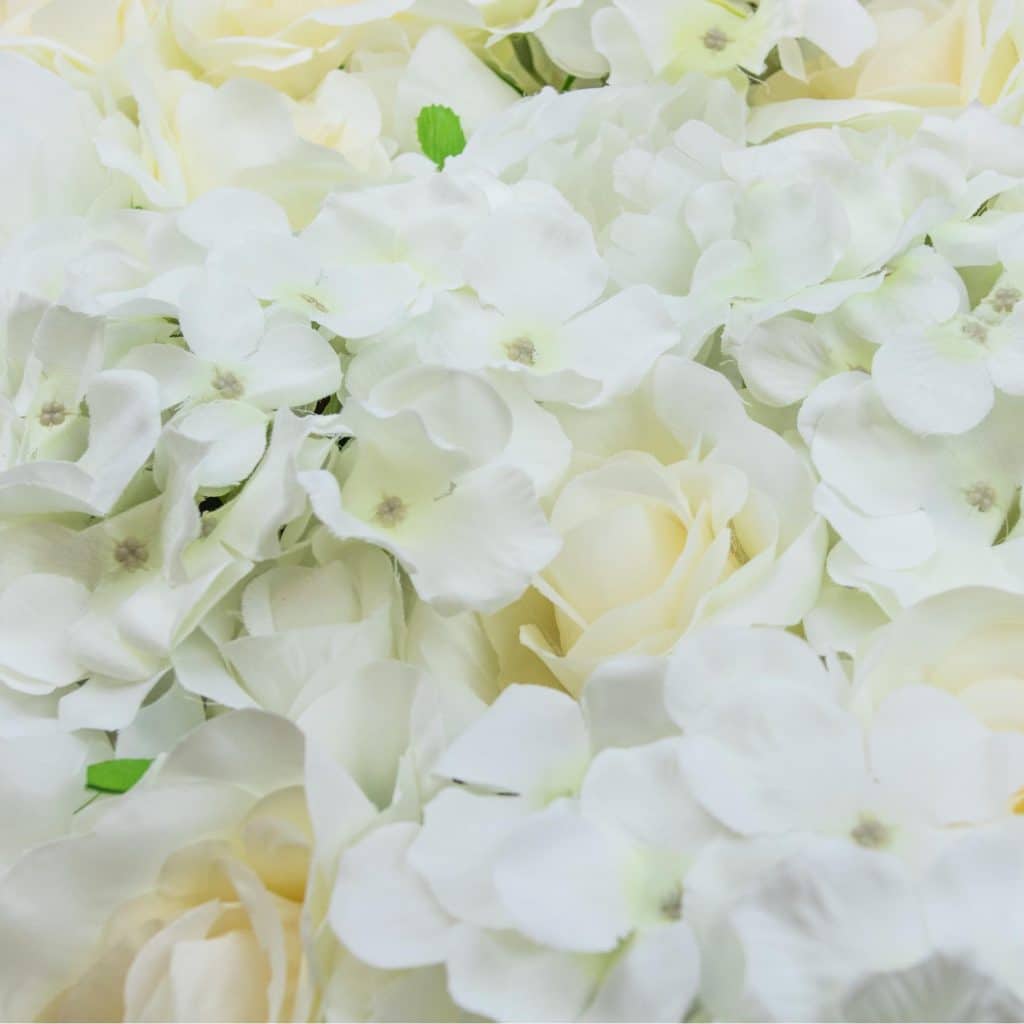 High Quality White And Cream Mixed Flower Wall Panel Backdrop
