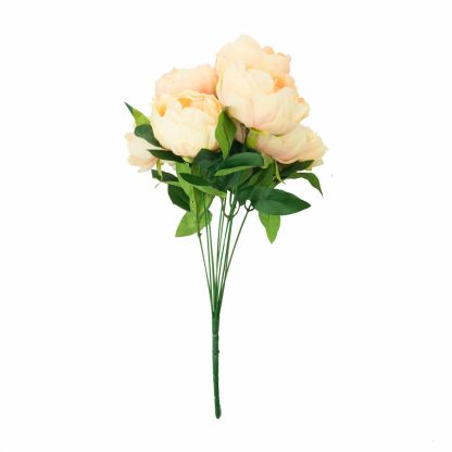 Artificial Peony Flowers - 10 Head Champagne