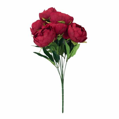 Artificial Peony Flowers - 10 Head Red