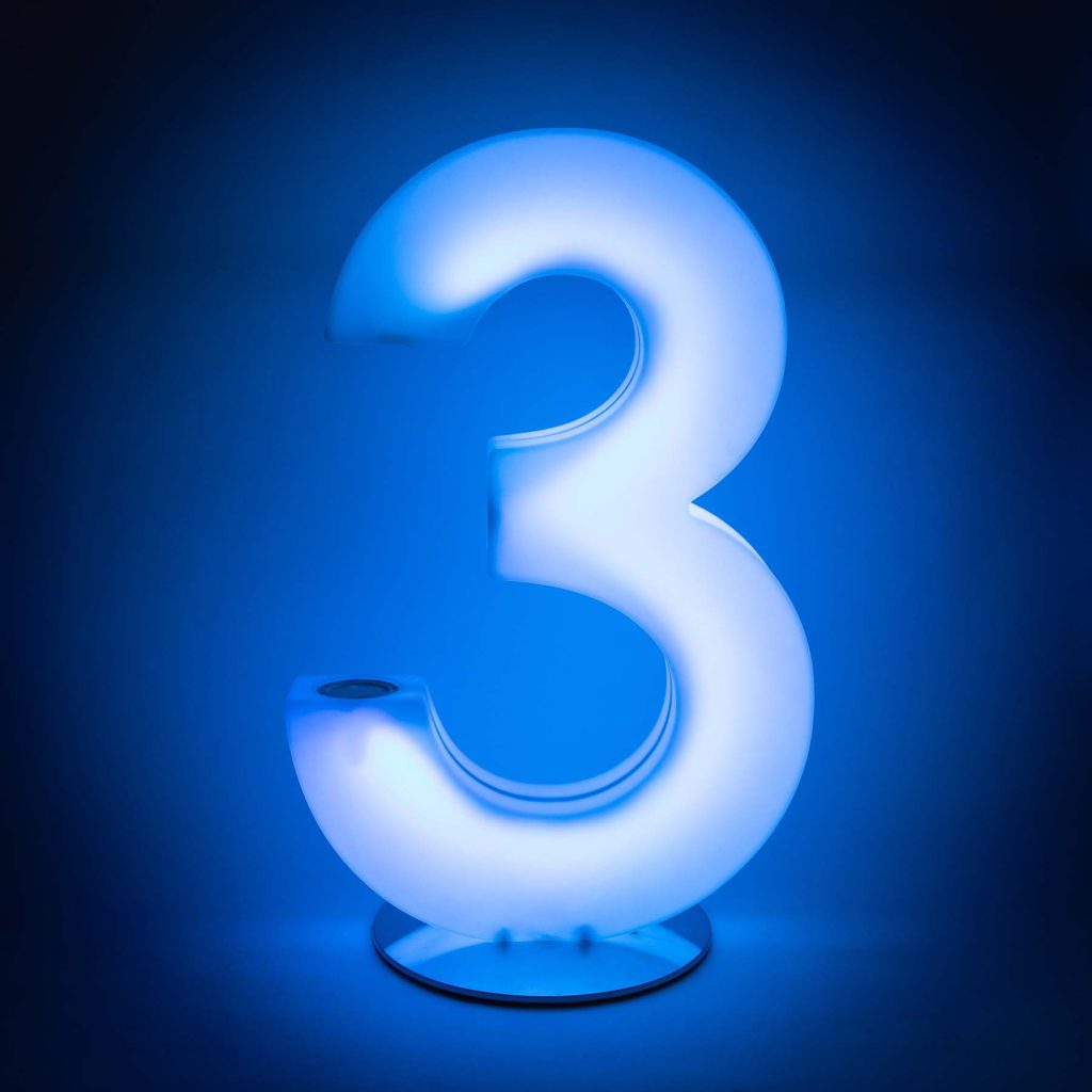 Light Up Numbers 83cm - Rechargable Wireless RGB LED Numbers