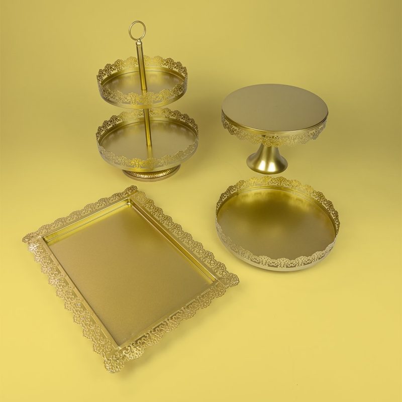 Cake Stand Platter Set 4-Piece - White or Gold