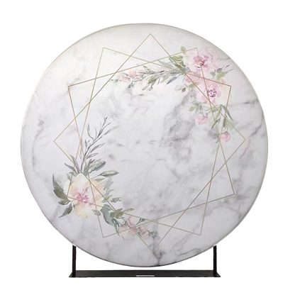 Round Graphic Backdrop - Floral Marble
