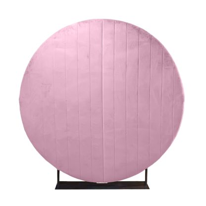 Round Backdrop Stand With Pink Velvet Cover