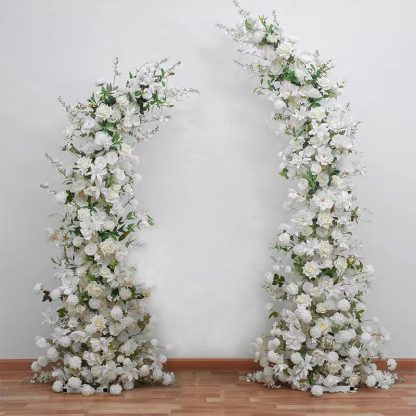 Crescent Floral Arch - Two Piece White