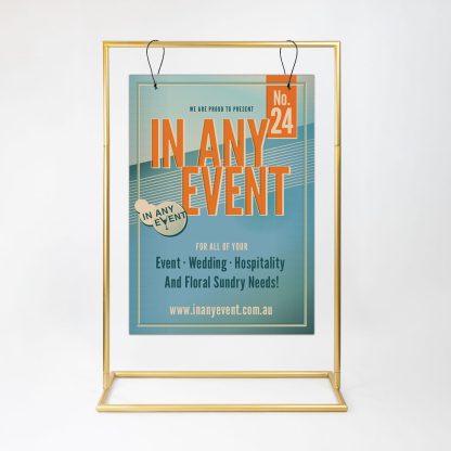 Signage Stand - Gold With Hanging Sign