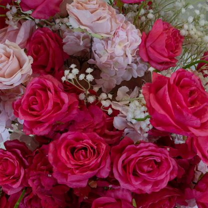 Mixed Pink Floral Arrangement for Wedding Backdrop and Arbour featuring Chrysanthemums, Roses, Hydrangeas