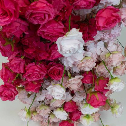 Mixed Pink Floral Arrangement for Wedding Backdrop and Arbour featuring Chrysanthemums, Roses, Hydrangeas