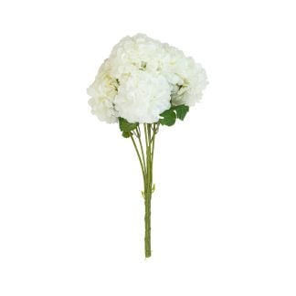 White Artificial Hibiscus Flower Bunch with lush leaves