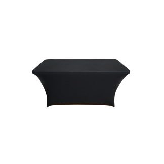 Black 1.2m trestle table cover. Made from Lycra Spandex these table covers stretch to fit most 4 foot portable trestle tables.