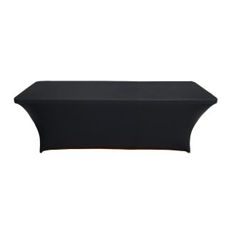 Black 2.4m trestle table cover. Made from Lycra Spandex these table covers stretch to fit most 4 foot portable trestle tables.