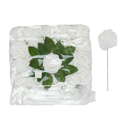 Artificial Rose With Wire Stem - 25 Pack