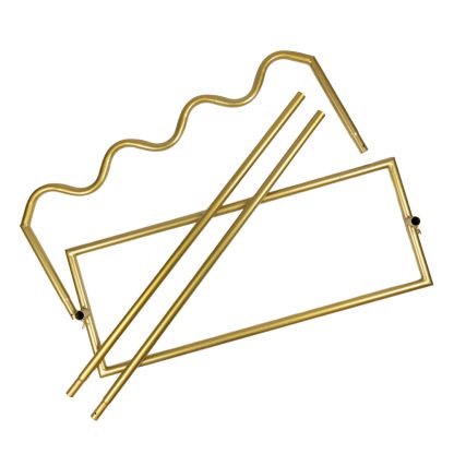 Disassembled Gold Wave Signage Stand - Easy Transport and Compact Storage