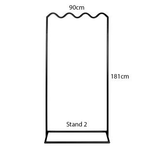 Large Black Wave Signage Stand Dimensions - 90cm Wide x 181cm Tall, Perfect for Event Signage