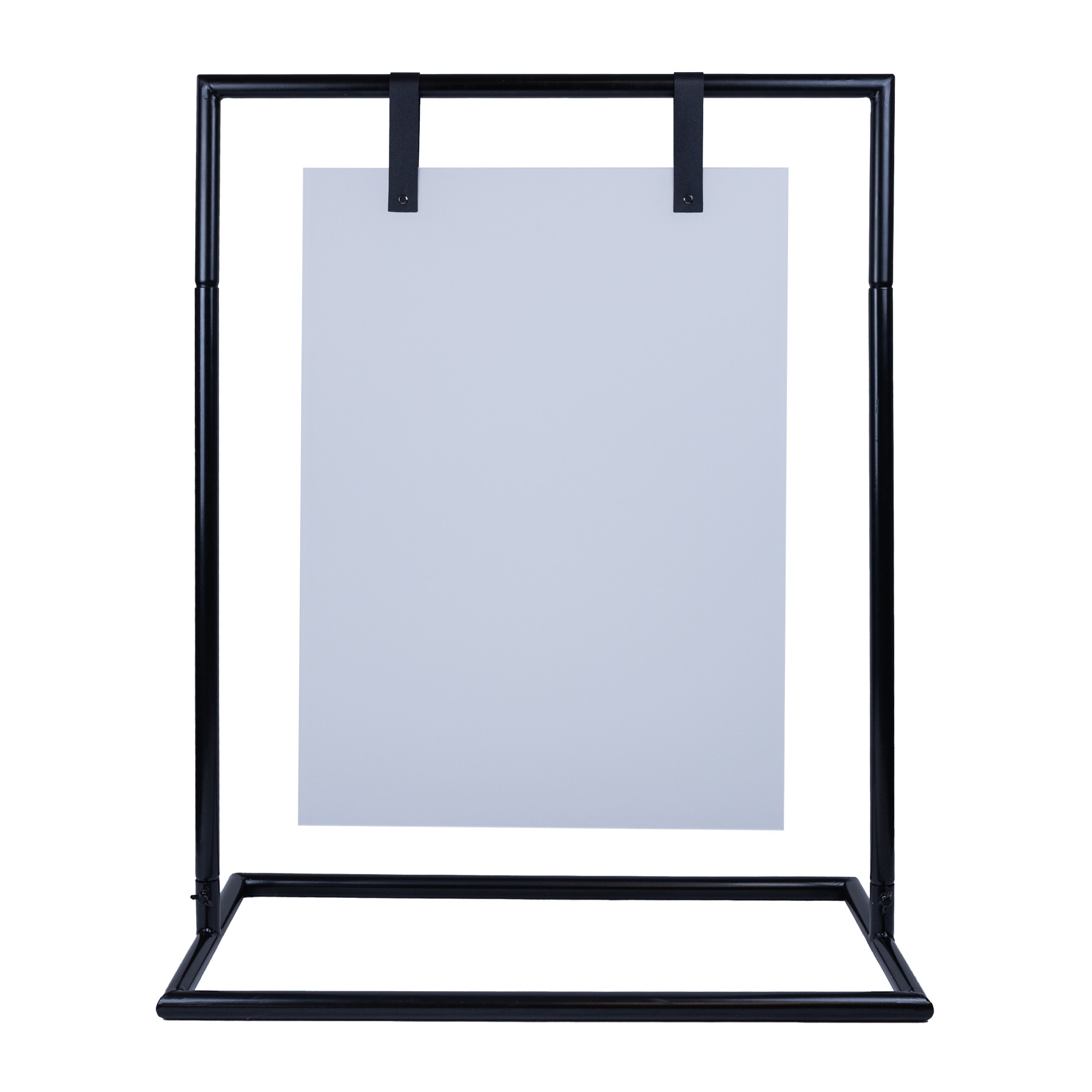 Frosted acrylic sign board blank 50 x 68cm on freestanding black sign frame