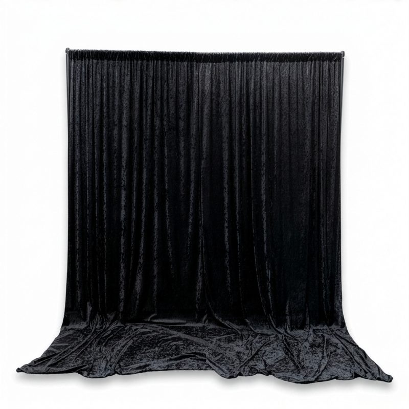 Crushed Velvet Backdrop Curtain 3m x 3m - Black or White
