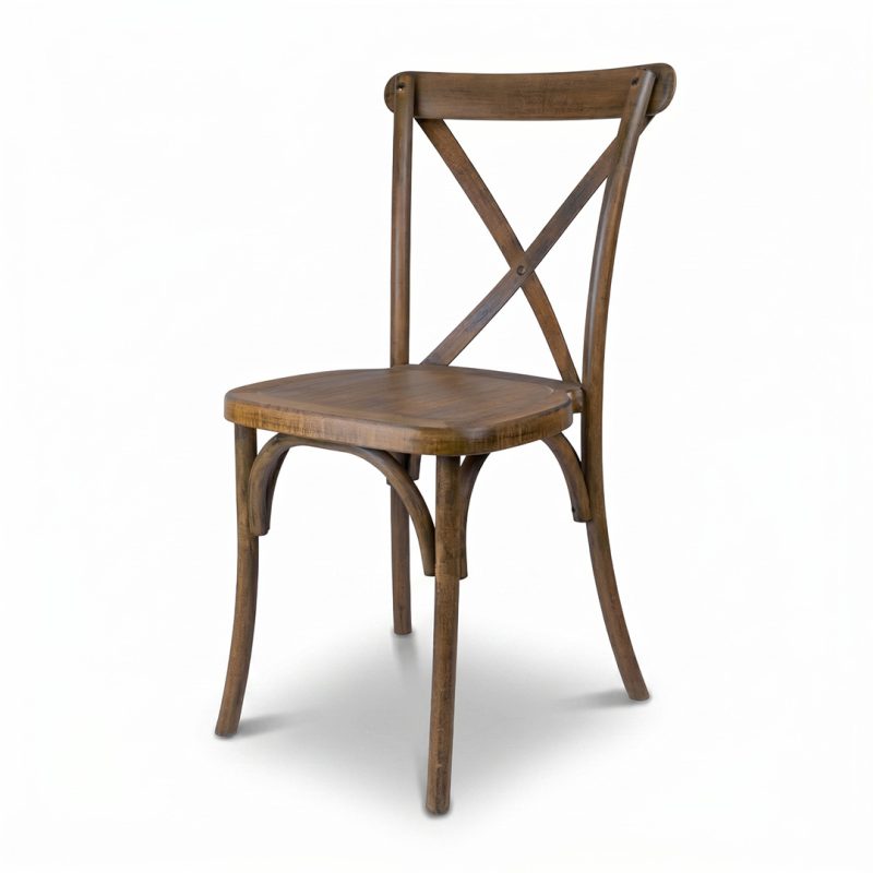 Timber Look Cross Back Dining Chair shown from the front angle