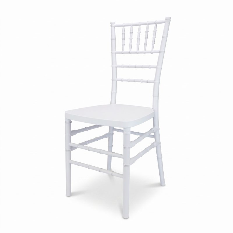 White Tiffany chair flat packed box of 4 front angle